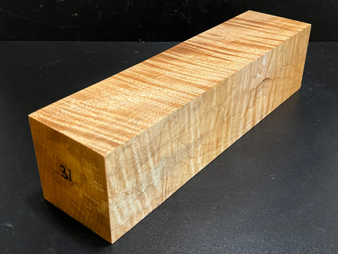 3"x3"x12" Exhibition Grade KD Curly Maple Wood Spindle Turning Blank (#0031)