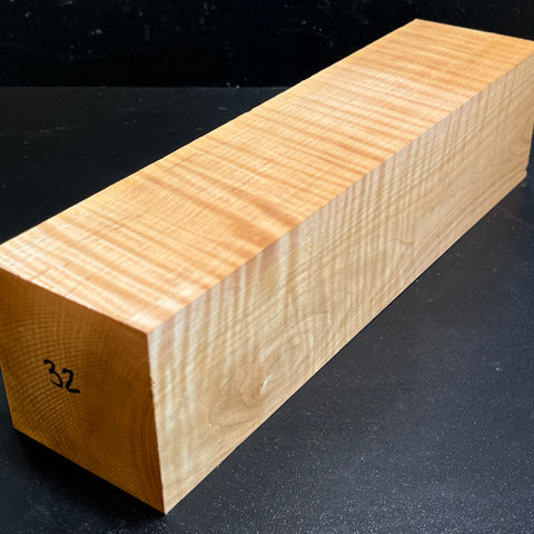 3"x3"x12" Exhibition Grade KD Curly Maple Wood Spindle Turning Blank (#0032)