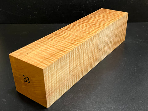 3"x3"x12" Exhibition Grade KD Curly Maple Wood Spindle Turning Blank (#0033)