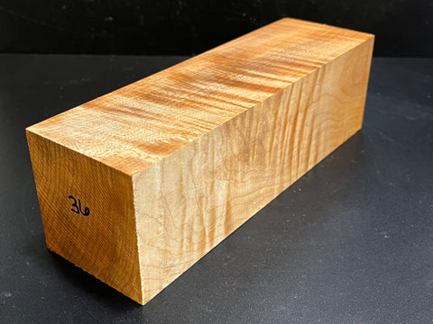 3"x3"x10" Exhibition Grade KD Curly Maple Wood Spindle Turning Blank (#0036)