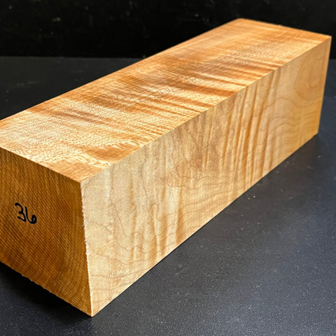 3"x3"x10" Exhibition Grade KD Curly Maple Wood Spindle Turning Blank (#0036)