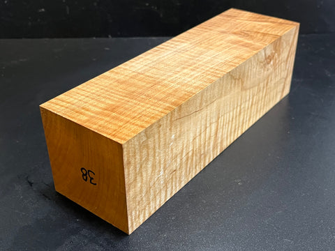3"x3"x10" Exhibition Grade KD Curly Maple Wood Spindle Turning Blank (#0038)