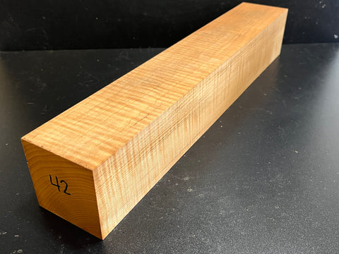 3"x3"x18" Exhibition Grade KD Curly Maple Wood Spindle Turning Blank (#0042)