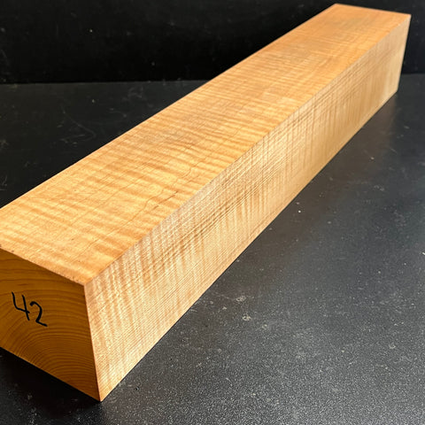 3"x3"x18" Exhibition Grade KD Curly Maple Wood Spindle Turning Blank (#0042)