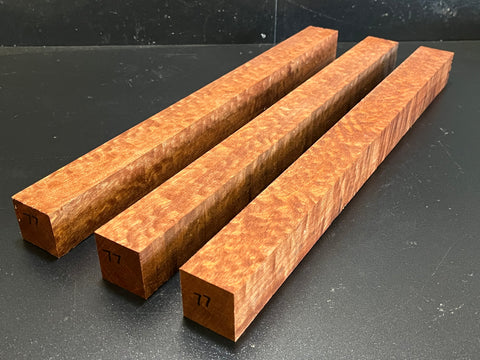 1.5"x1.5"x18" KD Pomelle Sapele Wood (3 pcs) Spindle Turning Blank (#0077)