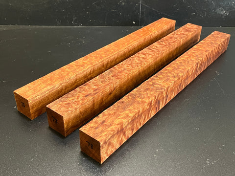 1.5"x1.5"x18" KD Pomelle Sapele Wood (3 pcs) Spindle Turning Blank (#0078)