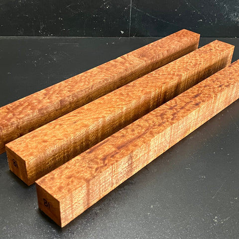 1.5"x1.5"x18" KD Pomelle Sapele Wood (3 pcs) Spindle Turning Blank (#0081)