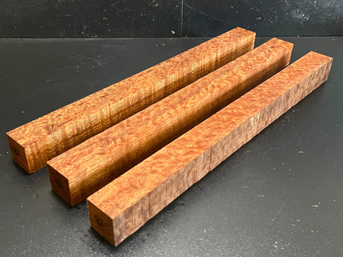 1.5"x1.5"x18" KD Pomelle Sapele Wood (3 pcs) Spindle Turning Blank (#0082)