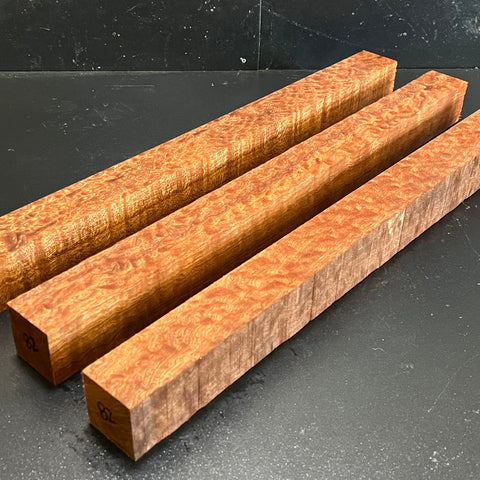 1.5"x1.5"x18" KD Pomelle Sapele Wood (3 pcs) Spindle Turning Blank (#0082)