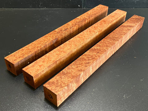 1.5"x1.5"x18" KD Pomelle Sapele Wood (3 pcs) Spindle Turning Blank (#0083)