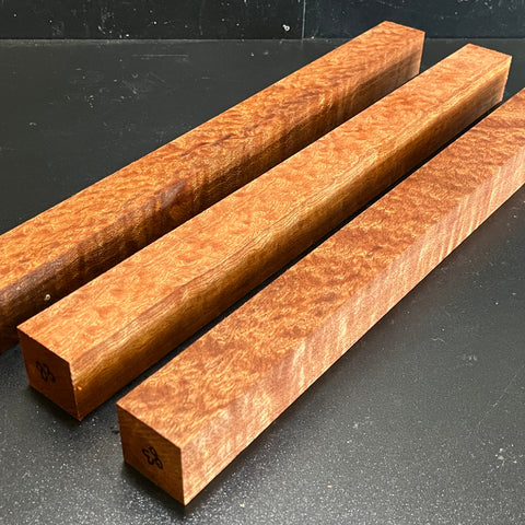 1.5"x1.5"x18" KD Pomelle Sapele Wood (3 pcs) Spindle Turning Blank (#0083)
