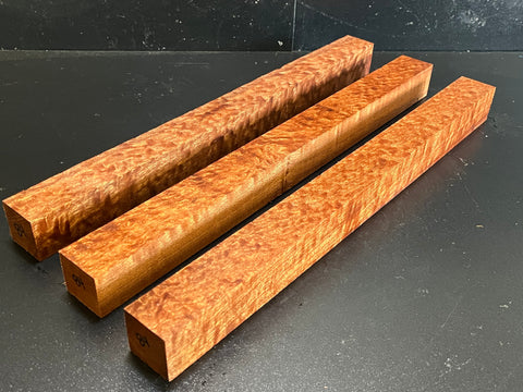 1.5"x1.5"x18" KD Pomelle Sapele Wood (3 pcs) Spindle Turning Blank (#0084)