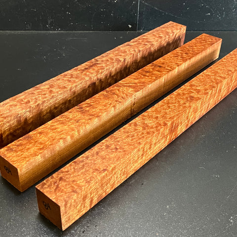 1.5"x1.5"x18" KD Pomelle Sapele Wood (3 pcs) Spindle Turning Blank (#0084)