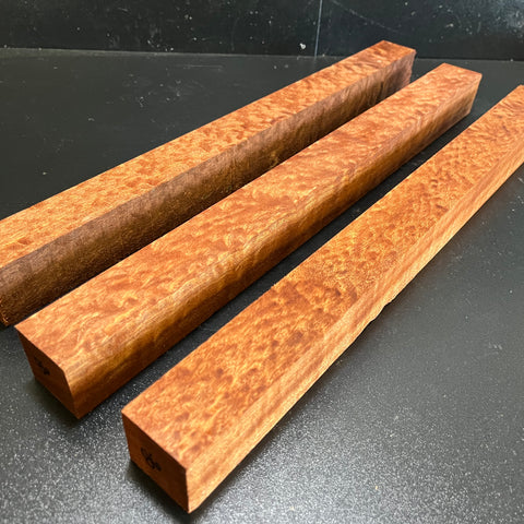 1.5"x1.5"x18" KD Pomelle Sapele Wood (3 pcs) Spindle Turning Blank (#0086)