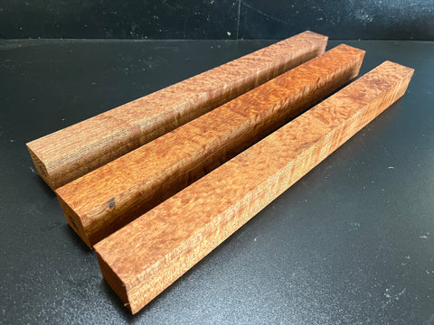 1.5"x1.5"x18" KD Pomelle Sapele Wood (3 pcs) Spindle Turning Blank (#0087)