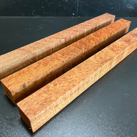 1.5"x1.5"x18" KD Pomelle Sapele Wood (3 pcs) Spindle Turning Blank (#0087)