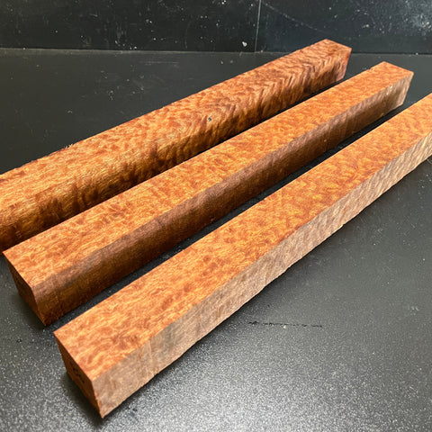 1.5"x1.5"x18" KD Pomelle Sapele Wood (3 pcs) Spindle Turning Blank (#0088)