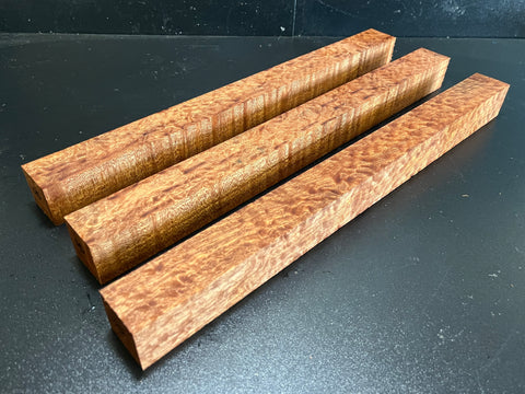 1.5"x1.5"x18" KD Pomelle Sapele Wood (3 pcs) Spindle Turning Blank (#0090)