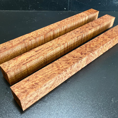 1.5"x1.5"x18" KD Pomelle Sapele Wood (3 pcs) Spindle Turning Blank (#0090)