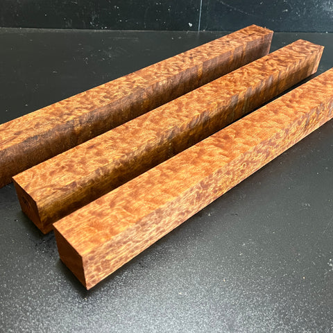 1.5"x1.5"x18" KD Pomelle Sapele Wood (3 pcs) Spindle Turning Blank (#0091)