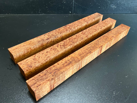 1.5"x1.5"x18" KD Pomelle Sapele Wood (3 pcs) Spindle Turning Blank (#0092)