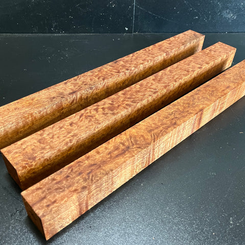 1.5"x1.5"x18" KD Pomelle Sapele Wood (3 pcs) Spindle Turning Blank (#0092)