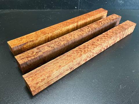 1.5"x1.5"x18" KD Pomelle Sapele Wood (3 pcs) Spindle Turning Blank (#0093)
