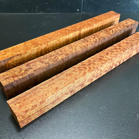 1.5"x1.5"x18" KD Pomelle Sapele Wood (3 pcs) Spindle Turning Blank (#0093)