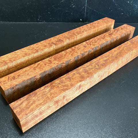 1.5"x1.5"x18" KD Pomelle Sapele Wood (3 pcs) Spindle Turning Blank (#0094)