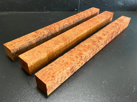 1.5"x1.5"x18" KD Pomelle Sapele Wood (3 pcs) Spindle Turning Blank (#0095)