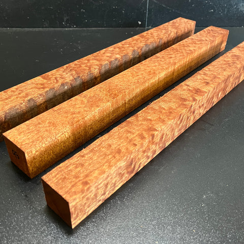 1.5"x1.5"x18" KD Pomelle Sapele Wood (3 pcs) Spindle Turning Blank (#0095)