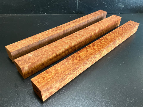 1.5"x1.5"x18" KD Pomelle Sapele Wood (3 pcs) Spindle Turning Blank (#0096)