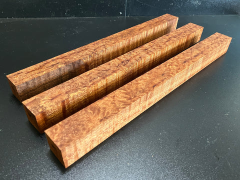 1.5"x1.5"x18" KD Pomelle Sapele Wood (3 pcs) Spindle Turning Blank (#0097)