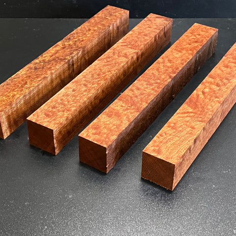 1.5"x1.5"x12" KD Pomelle Sapele Wood (4 pcs) Spindle Turning Blank (#0099)