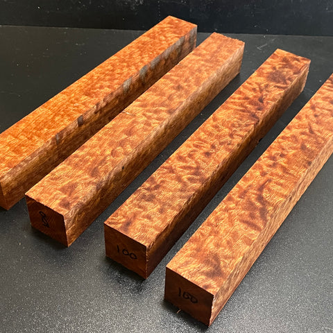 1.5"x1.5"x12" KD Pomelle Sapele Wood (4 pcs) Spindle Turning Blank (#00100)