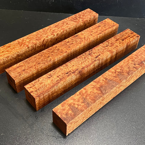 1.5"x1.5"x12" KD Pomelle Sapele Wood (4 pcs) Spindle Turning Blank (#00101)