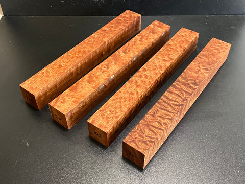 1.5"x1.5"x12" KD Pomelle Sapele Wood (4 pcs) Spindle Turning Blank (#00102)
