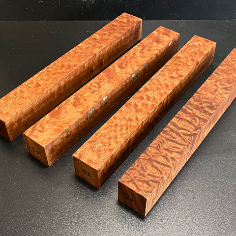 1.5"x1.5"x12" KD Pomelle Sapele Wood (4 pcs) Spindle Turning Blank (#00102)