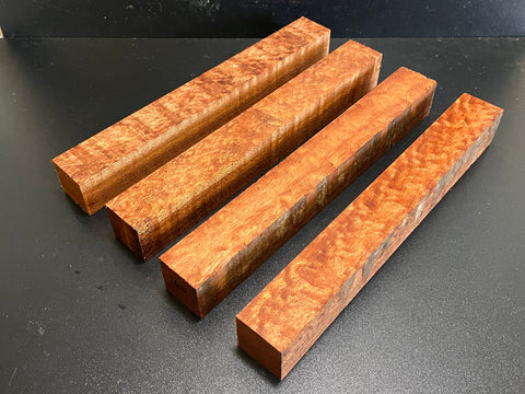 1.5"x1.5"x12" KD Pomelle Sapele Wood (4 pcs) Spindle Turning Blank (#00106)