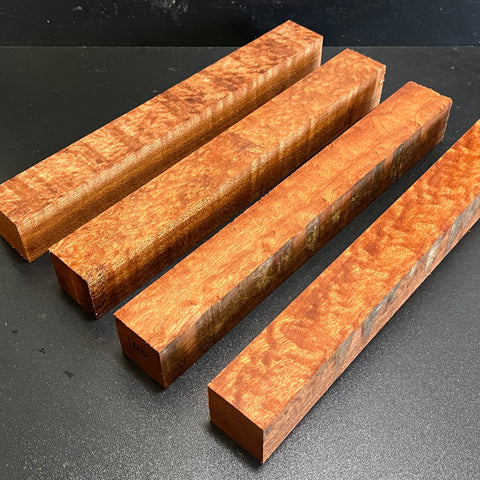 1.5"x1.5"x12" KD Pomelle Sapele Wood (4 pcs) Spindle Turning Blank (#00106)