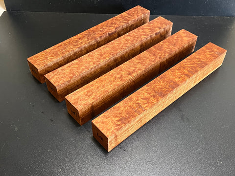 1.5"x1.5"x12" KD Pomelle Sapele Wood (4 pcs) Spindle Turning Blank (#00107)
