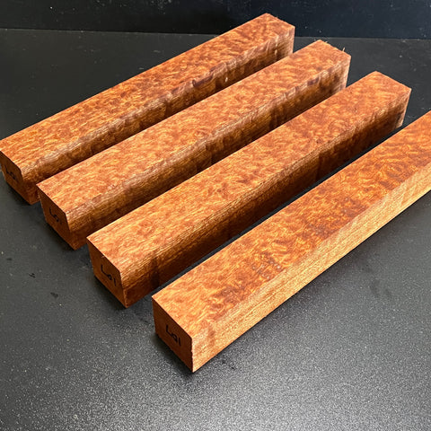 1.5"x1.5"x12" KD Pomelle Sapele Wood (4 pcs) Spindle Turning Blank (#00107)