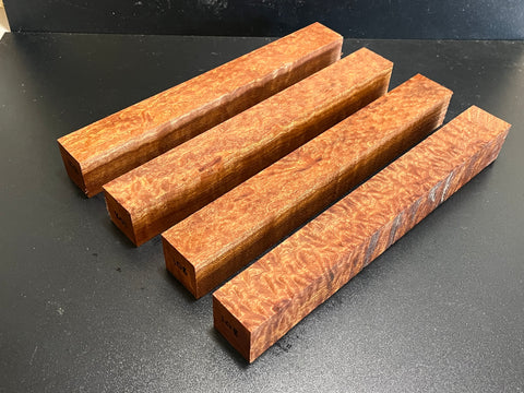 1.5"x1.5"x12" KD Pomelle Sapele Wood (4 pcs) Spindle Turning Blank (#00108)