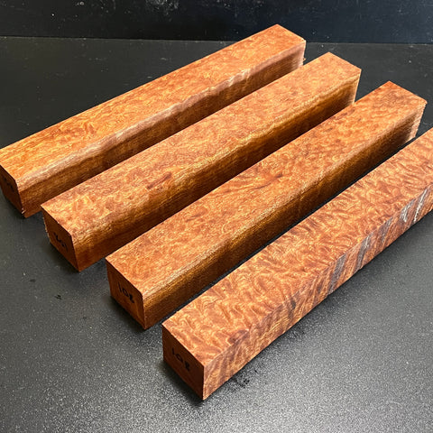 1.5"x1.5"x12" KD Pomelle Sapele Wood (4 pcs) Spindle Turning Blank (#00108)