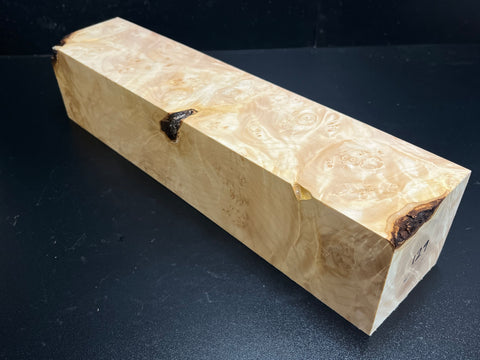 3.5x3.5x16 KD Maple Burl Wood Spindle Turning Blank (#00129)