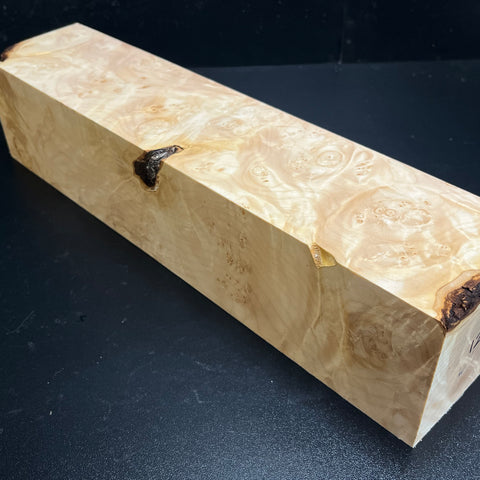 3.5x3.5x16 KD Maple Burl Wood Spindle Turning Blank (#00129)