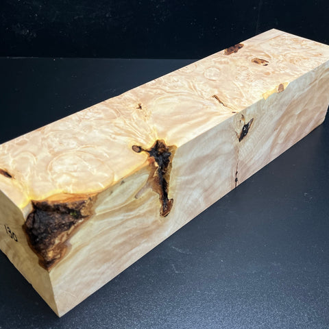 4"x4"x16" KD Maple Burl Wood Spindle Turning Blank (#00130)