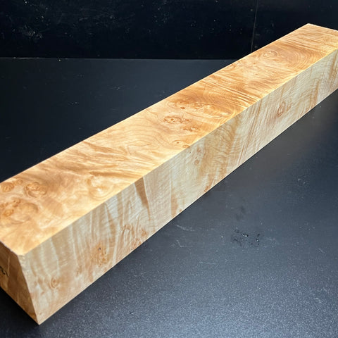 3"x3"x22.5" KD Maple Burl Wood Spindle Turning Blank (#00131)