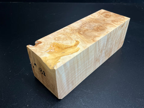 3"x3"x7.5" KD Maple Burl Wood Spindle Turning Blank (#00138)