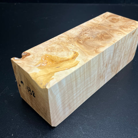 3"x3"x7.5" KD Maple Burl Wood Spindle Turning Blank (#00138)